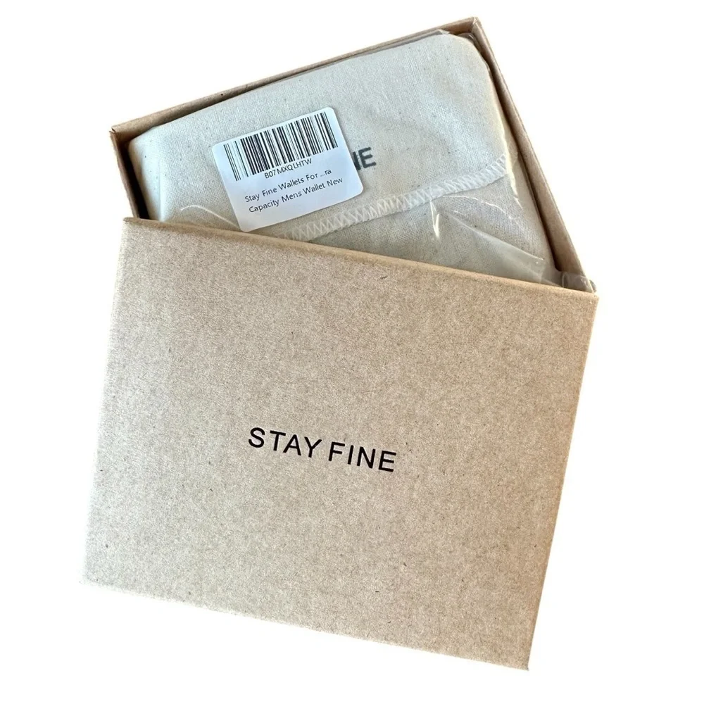 Stay Fine Men's Brown Leather Classic Billfold Travel Wallet RFID Blocking